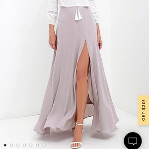Lulu’s Lavender/Gray High Slit Maxi Skirt